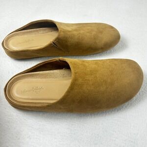 Universal Thread Kids Tan Faux Suede Backless Mules Slip On Shoes Size 7.5